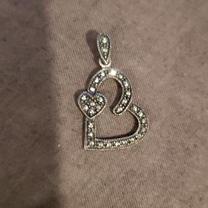 Sterling Silver hematite heart pendant
